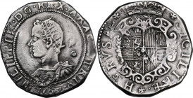 Napoli. Filippo III di Spagna (1598-1621). Mezzo ducato 1609. D/ Busto giovanile corazzato e radiato volto a sinistra; dietro, le sigla IAF/G (Giovann...