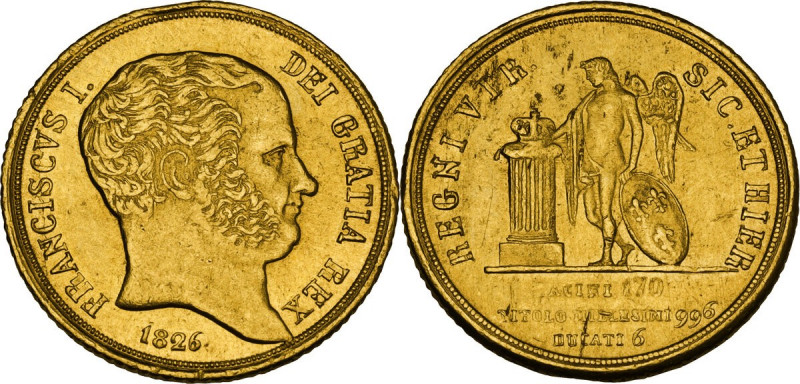 Napoli. Francesco I di Borbone (1825-1830). 3 ducati 1826 o oncetta. D/ Busto a ...