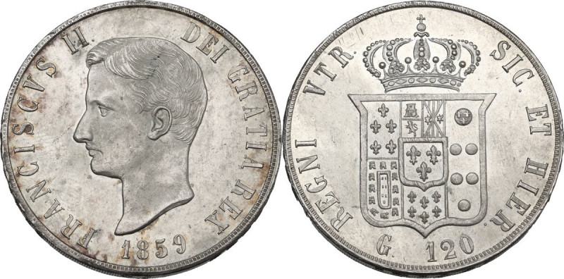 Napoli. Francesco II di Borbone (1859-1860). Piastra o 120 grana 1859. D/ Testa ...