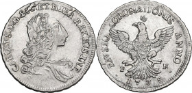 Palermo. Carlo di Borbone (1734-1759). Da 4 Tarì 1735. D/ Busto con lunga capigliatura laureato volto a destra. R/ Aquila coronata ad ali spiegate con...