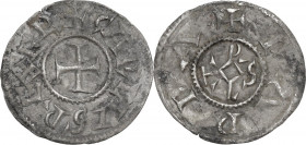 Pavia. Carlo Magno Re dei Franchi (774-814). Denaro. D/ Croce patente. R/ Monogramma di Carlo. Cf. CNI 2/23; Limido-Fusconi 1; MEC 1, 744; MIR (Lombar...
