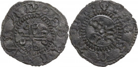 Recanati. Governo autonomo (sec. XV). Quattrino. D/ Croce filettata e trilobata. R/ Le lettere (RECAN) E T O disposte attorno a globetto. CNI tav. XXV...