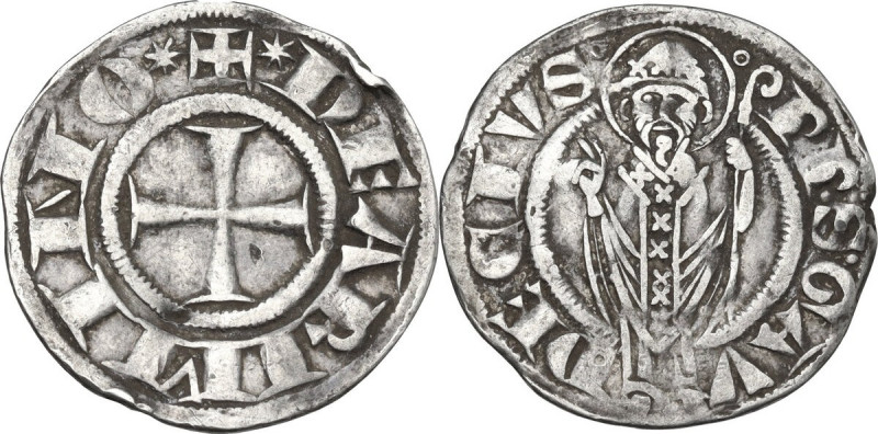 Rimini. Autonome (1250-1385). Grosso agontano. D/ Croce patente. R/ San Gaudenzi...
