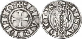 Rimini. Autonome (1250-1385). Grosso agontano. D/ Croce patente. R/ San Gaudenzio stante di fronte benedicente con la mano destra e con il pastorale n...