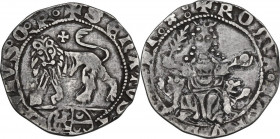 Roma. Senato Romano (1294-1303). Grosso. D/ Leone gradiente a sinistra con testa di fronte; sotto la linea d'esergo, stemma Annibaldi-Stefaneschi. R/ ...