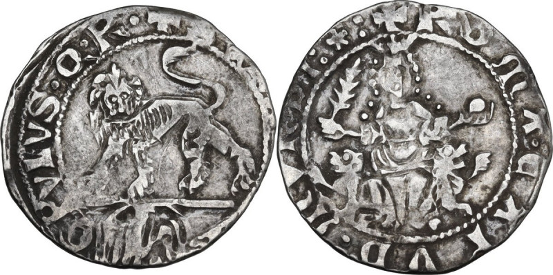 Roma. Senato Romano (1294-1303). Grosso. D/ Leone gradiente a sinistra con testa...