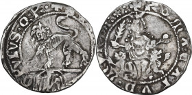 Roma. Senato Romano (1294-1303). Grosso. D/ Leone gradiente a sinistra con testa di fronte; sotto la linea d'esergo, stemma Conti-Papareschi. R/ Roma ...