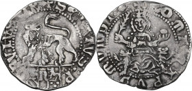 Roma. Senato Romano (1294-1303). Grosso. D/ Leone gradiente a sinistra con testa di fronte; sotto la linea d'esergo, stemma Orsini-N-Annibaldi. R/ Rom...
