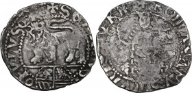 Roma. Senato Romano (1294-1303). Grosso. D/ Leone gradiente a sinistra con testa di fronte; sotto la linea d'esergo, stemma Savelli-Annibaldi. R/ Roma...