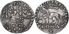 Roma. Leone X (1513-1521), Giovanni De Medici. Giulio o leone. D/ Mezze figure nimbate di San Pietro con libro e chiavi e San Paolo con libro e spada ...