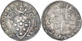 Roma. Clemente VII (1523-1534), Giulio De Medici. Mezzo giulio. D/ Stemma Medici semiovale con cimasa, sormontato da chiavi decussate e tiara. R/ Gran...