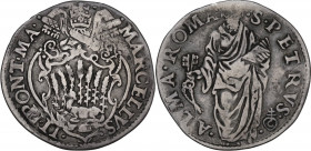 Roma. Marcello II (1555), Marcello Cervini degli Spannocchi. Giulio, Girolamo Ceuli zecchiere. D/ Stemma Cervini a targa palmato con sette spighe sorm...