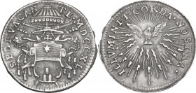 Roma. Sede Vacante (1740), Camerlengo Cardinal Annibale Albani. Grosso. D/ Stemma Albani oblungo sormontato da padiglione e chiavi oblunghe. R/ Colomb...