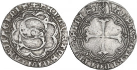 Siena. Repubblica (1404-1555). Grosso da 5 soldi e 6 denari, segno di zecca scudo a mandorla bandato sormontato da croce. D/ Grande S fogliata entro c...