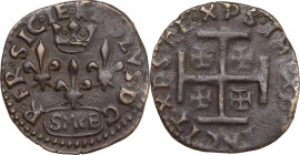 Sulmona. Carlo VIII re di Francia (1495). Cavallo. D/ Tre gigli di Francia sormontati da corona. R/ Croce di Gerusalemme. CNI 3/73; D'Andrea-Andreani ...
