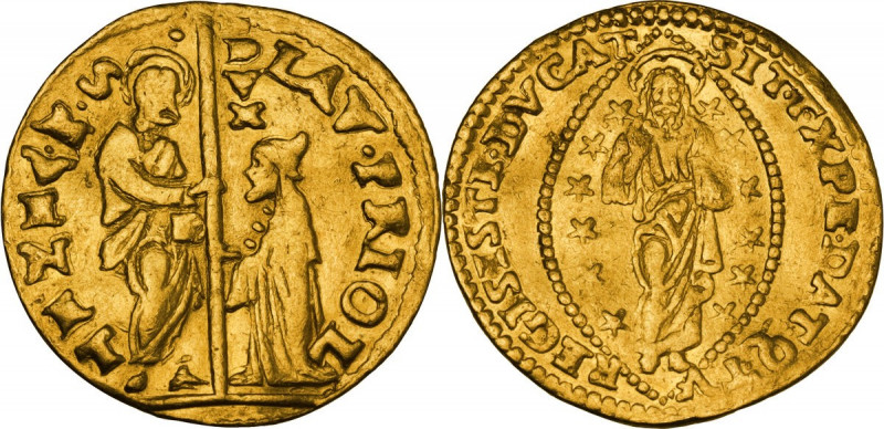 Venezia. Lorenzo Priuli (1556-1559). Zecchino. D/ San Marco nimbato, stante a si...