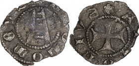 Verona. Antonio e Bartolomeo della Scala (1375-1381). Quattrino. D/ Scala a cinque pioli. R/ Croce patente. CNI 7; Rizzolli-Pigozzo Vr 39. MI. 0.41 g....