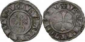 Viterbo. Sede Vacante (1268-1271), Camerlengo Pietro di Montebruno. Denaro paparino. D/ Due chiavi in palo. R/ Croce patente. CNI 6; M. 2; Berm. 164. ...