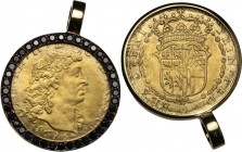 Carlo Emanuele II Duca (1648-1675). Doppia d'oro 1675, IV tipo, Torino. Biaggi 679; Simonetti 21; MIR (Savoia) 805. AU. 27.00 mm. RRR. In ghiera march...