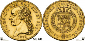 Vittorio Emanuele I (1802-1821). 20 lire 1818 Torino. Pag. 6; MIR (Savoia) 1028c. AU. 21.00 mm. R. SPL/SPL+. Grading CCG MS 60.