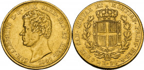 Carlo Alberto (1831-1849). 20 lire 1841 Genova. Pag. 192; MIR (Savoia) 1045r. AU. 21.00 mm. Segnetti. BB.