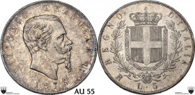 Vittorio Emanuele II (1820-1878). 5 Lire 1876 Roma. Pag. 501; Mont. 188. AG. 37.00 mm. Splendida patina dai riflessi dorati, di ottima qualità. Incaps...