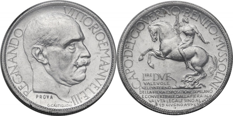 Vittorio Emanuele III (1900-1943). Buono da 2 lire 1928 PROVA Esposizione Fiera ...
