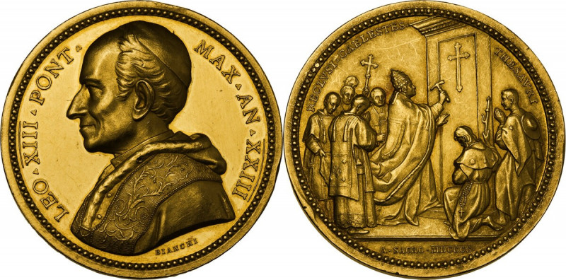 Leone XIII (1878-1903), Gioacchino Pecci. Medaglia A. XXIII. D/ LEO XIII PONT MA...