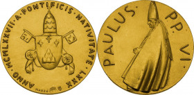 Paolo VI (1963-1678), Giovanni Battista Montini. Medaglia straordinaria 1978 per l'ottantesimo compleanno del Pontefice. D/ PAULUS. PP. VI. Il Papa in...