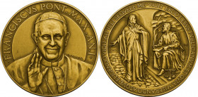 Francesco I (2013- ), Jorge Mario Bergoglio. Trittico in cofanetto della zecca di medaglie A. I comprendente oro, argento e bronzo. D/ FRANCISCUS PONT...