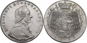 Austria. Hieronymus von Colloredo (1772-1803), archpishop. AR Taler 1787, Salzbourg mint. KM 462; Dav. 1246; Probszt 2440. AR. 28.01 g. 41.50 mm. Abou...