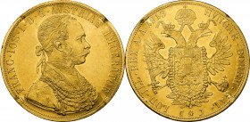 Austria. Franz Joseph (1848-1916). 4 ducats 1913. Fried. 487. AV. 13.96 g. 39.50 mm. R. Mounted. AU.