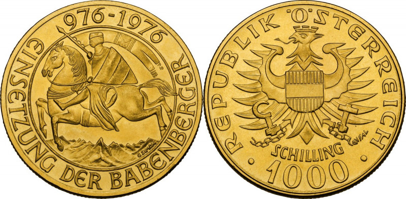 Austria. Republic (1918- ). 1000 shilling 1976, Millennium of Austria. KM 2933; ...