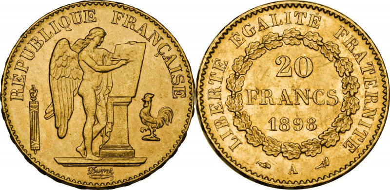 France. Third republic (1871-1940). 20 francs 1898 A, Paris mint. Gad. 1063; Fri...