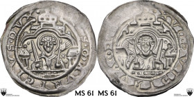Germany. Wichmann von Seeburg (1152-1192). Brakteat, Magdeburg. Berger 1514; Bonhoff 656. AR. 29.00 mm. Grading CCG MS 61.