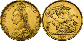Great Britain. Victoria (1837-1901). 2 pounds 1887. Seaby 3865; Fried. 391. AV. 29.00 mm. AU.