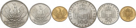 Greece. Constantine II (1964-1973). Lot of three coins: 20 drachmai 1967 (1970), 50 drachmai 1967 (1970) and 100 drachmai 1967 (1970). Fried. 22 (for ...