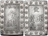Japan. Edo Period (1603-1868). AR Ichi Bu Gin, Tokyo mint, 1837-1854. Hartill (Jap.) 9.80. AR. 8.49 g. 24.5 x 16.5 mm. EF.