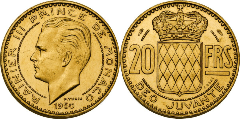Monaco, Principality of. Rainier III (1949-2005). 20 francs 1950 ESSAI. Gad. MC1...