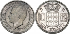 Monaco, Principality of. Rainier III (1949-2005). 10 francs 1950 ESSAI. Gad. MC139. AR. 3.81 g. 20.00 mm. 500 specimens minted. MS.