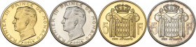 Monaco, Principality of. Rainier III (1949-2005). Lot of two coins: 5 francs 1960 ESSAI or and 5 francs 1960 ESSAI argent. Gad. MC 152; Fried. -. AV a...