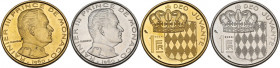 Monaco, Principality of. Rainier III (1949-2005). Lot of two coins: franc 1960 ESSAI or and franc 1960 ESSAI nickel. Gad. MC 150; Fried. -. AV and NI....