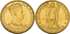 Norway. Haakon VII (1905-1957). 10 kroner 1910. Fried. 20. AU. 4.48 g. 18.00 mm. R. AU.