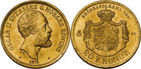 Sweden. Oscar II (1872-1907). 20 kronor 1875. Fried. 93. AV. 8.97 g. 23.00 mm. MS.