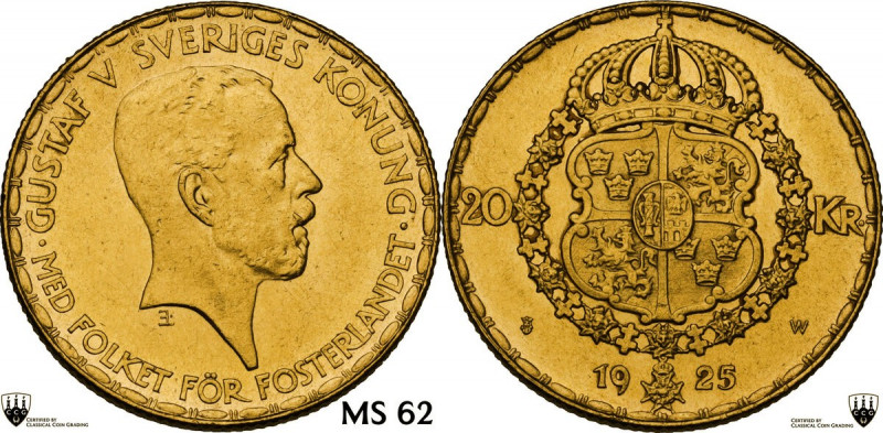 Sweden. Gustav V (1907-1950). 20 kronor 1925. Fried. 96. AV. 8.96 g. 23.00 mm. R...