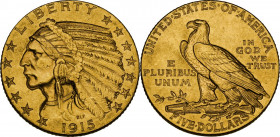 USA. 5 dollars 1915 Indian Head - Eagle with motto. KM 129; Fried. 150. AU. 21.50 mm. AU.
