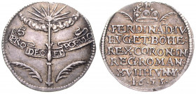 FERDINAND IV (1646 - 1654)&nbsp;
Silver jeton Coronation of Ferdinand IV in Regensburg, 1653, 1,17g, 19 mm, Ag 900/1000, Nov D 12b&nbsp;

EF | EF