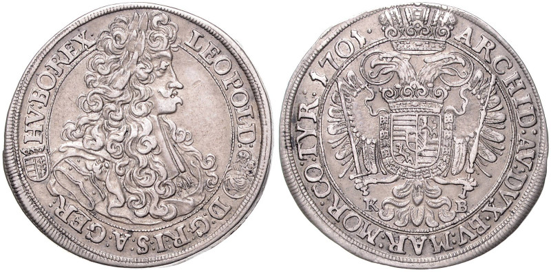 LEOPOLD I (1657 - 1705)&nbsp;
1/2 Thaler, 1701, 14,36g, KB. Husz 1404&nbsp;

...