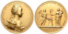 MARIA THERESA (1740 - 1780)&nbsp;
Gold medal Wedding of Marie Antoinette and Louis XVI (restrike), 1915, 21,85g, Wien. 32 mm, Au 585/1000, A. Wideman...