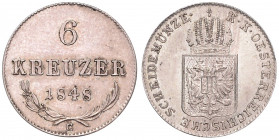 FERDINAND V / I (1835 - 1848)&nbsp;
6 Kreuzer, 1848, 2,24g, C. Früh 1070&nbsp;

EF | EF